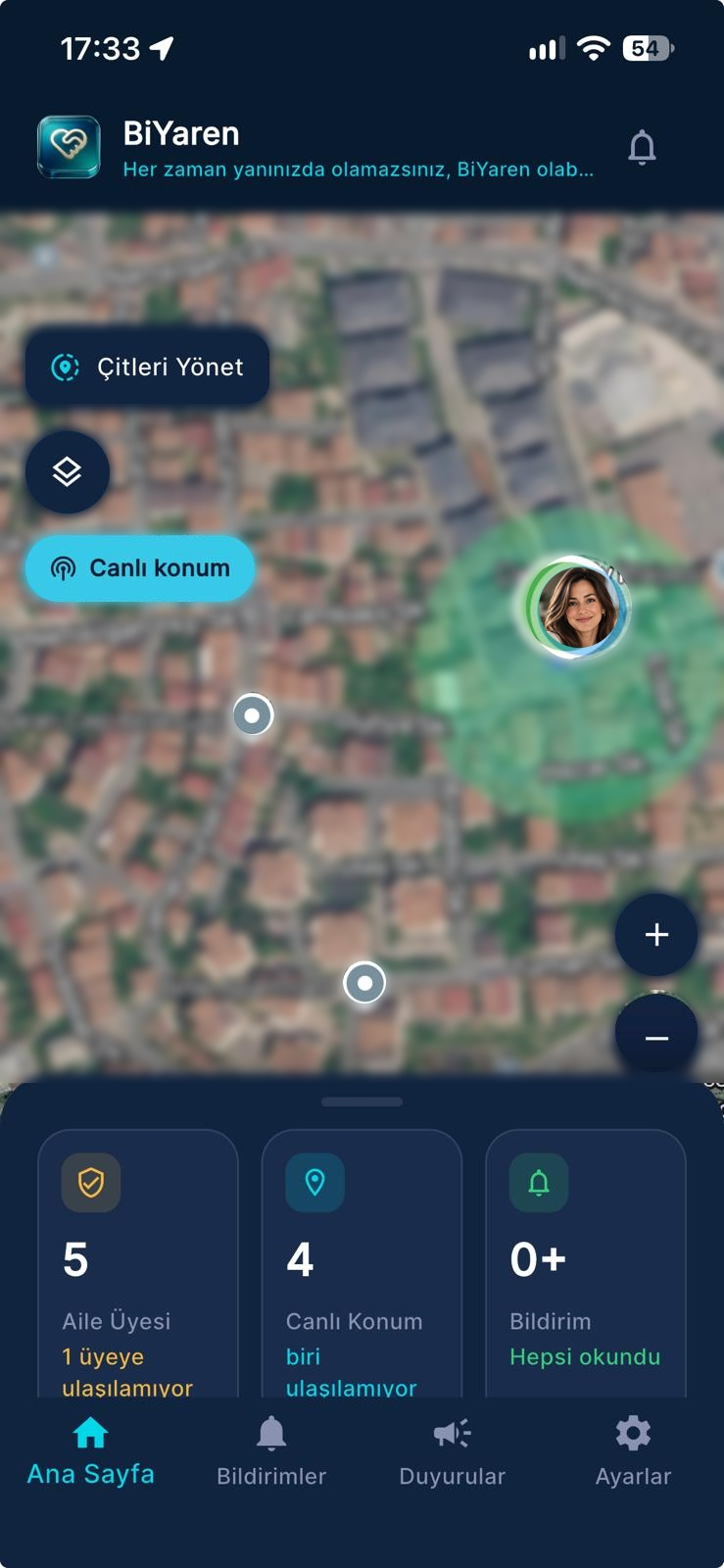 BiYaren Gözlemci Merkezi ekranı